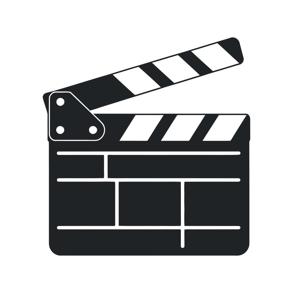 Simple Black and White Film Clapperboard Icon vector