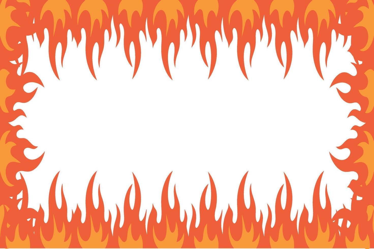 Orange and Red Flame Border Design on White Background vector