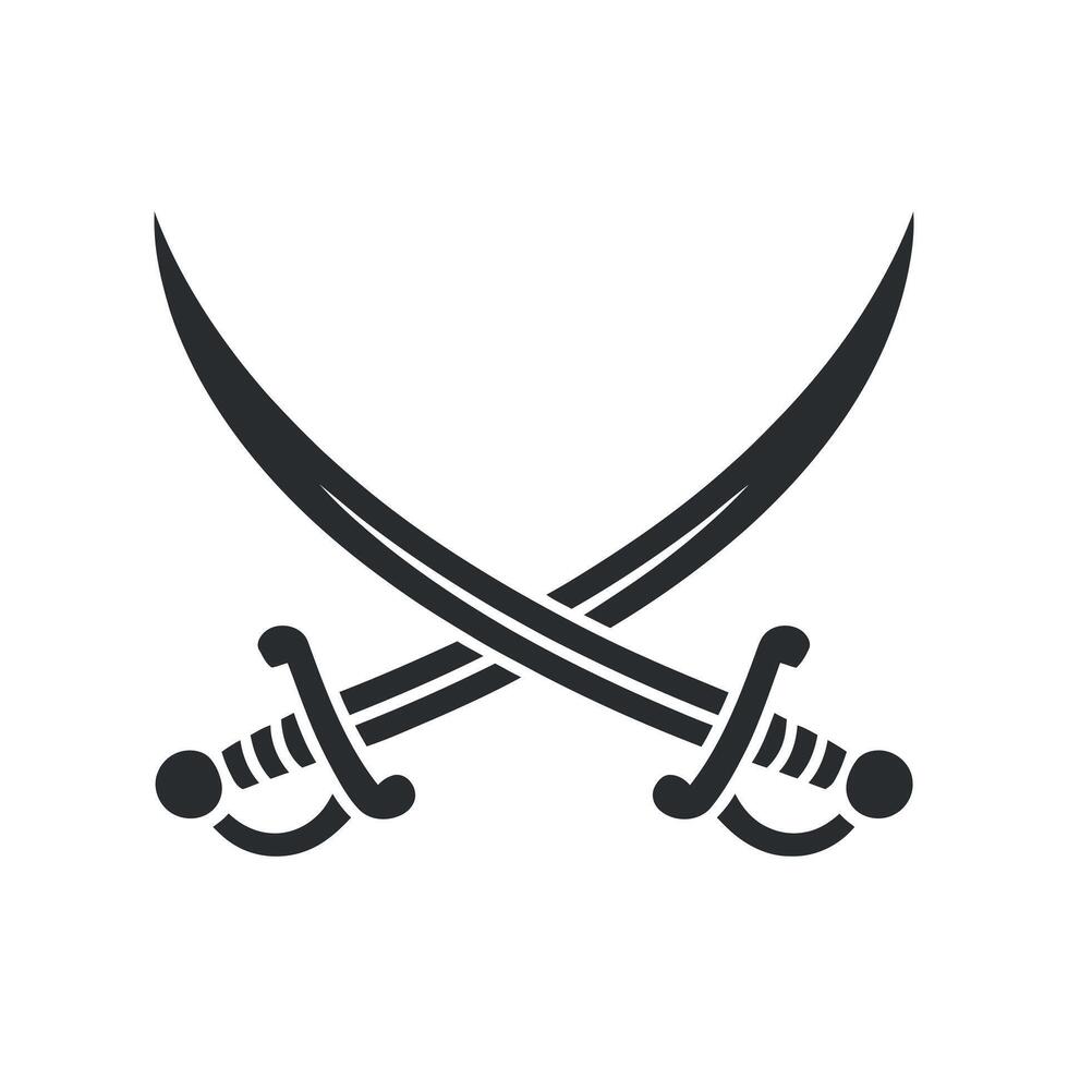 Crossed swords graphic design in black and white vector
