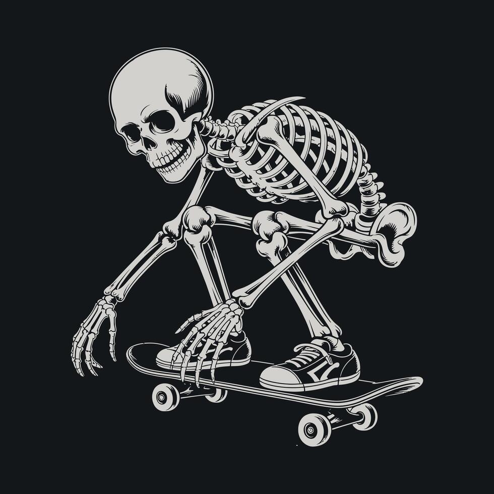 Skeleton Skateboarder Graphic Design Illustration vector