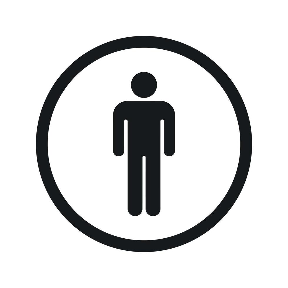 Simple black and white male pictogram in a circle vector