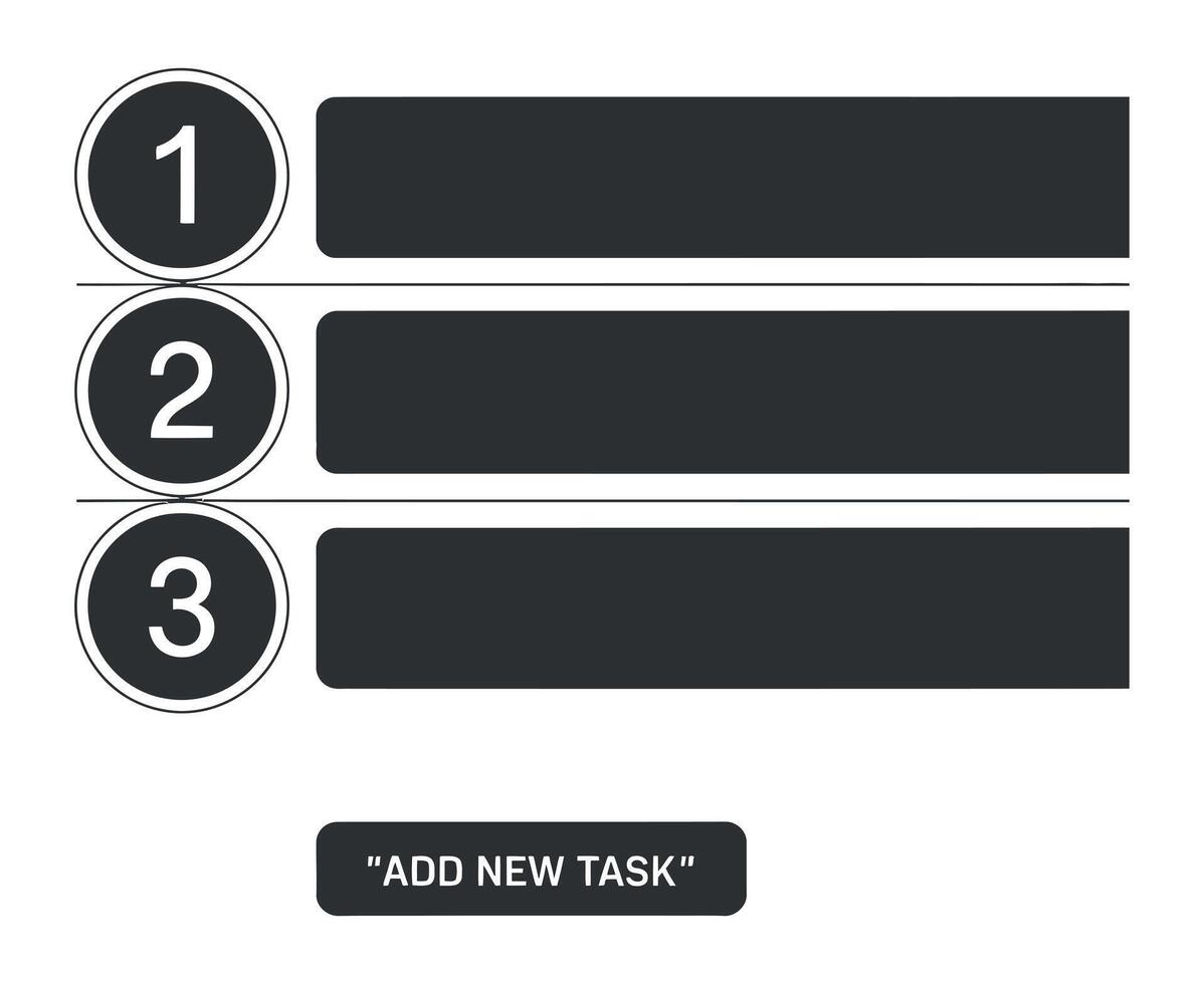 Simple numbered list template with add new task button vector