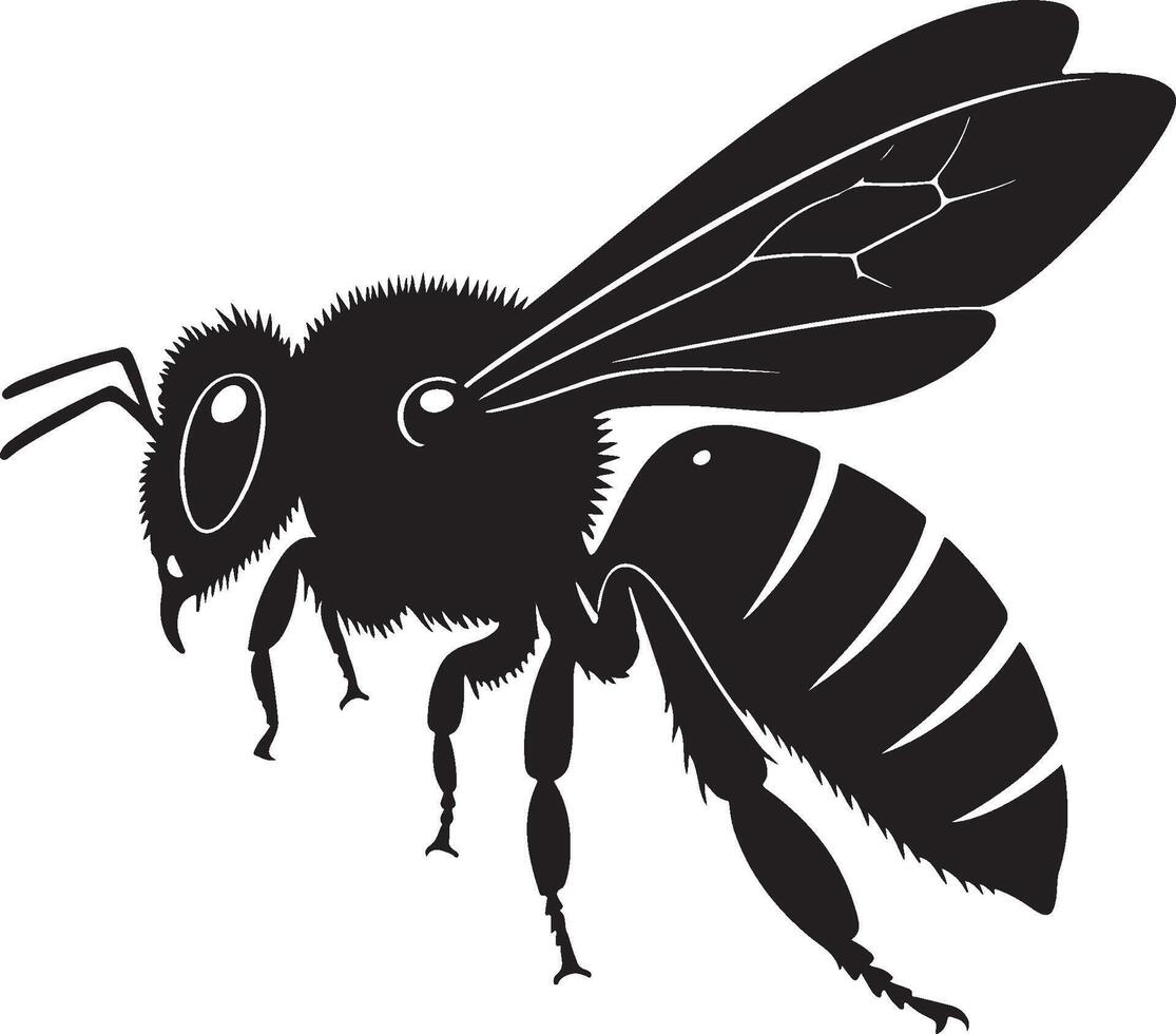 Bee solid black silhouette vector