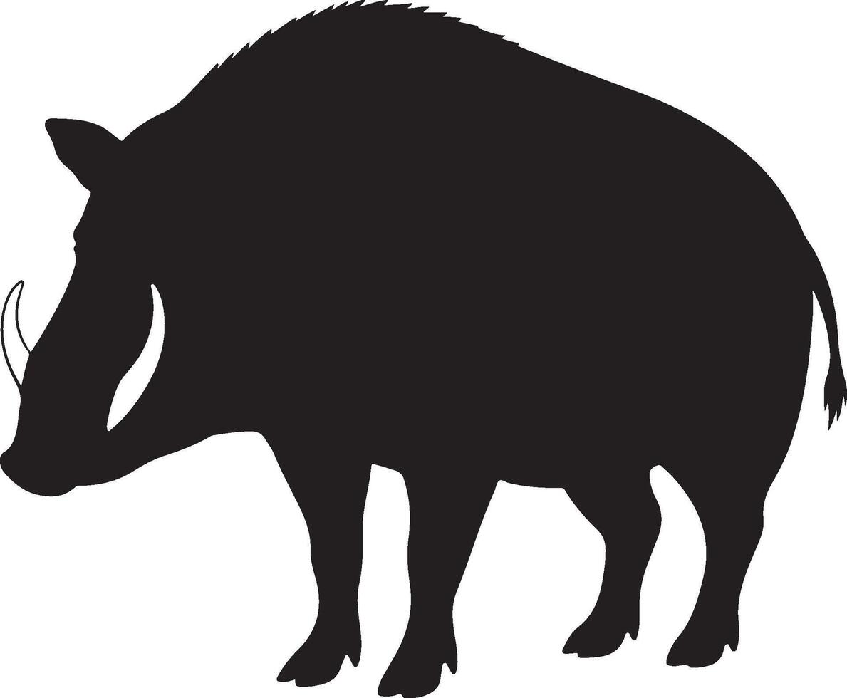 Babirusa solid black silhouette vector