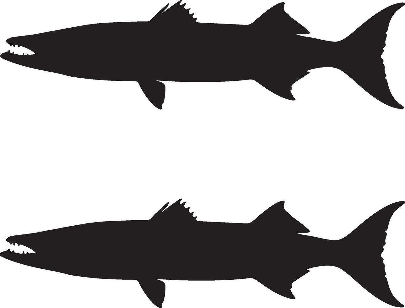 Barracuda solid black silhouette vector