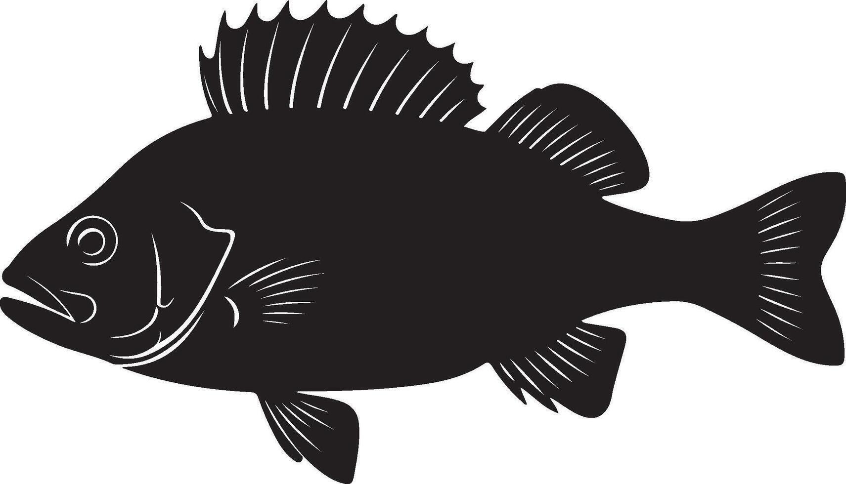 Climbing Perch solid black silhouette vector
