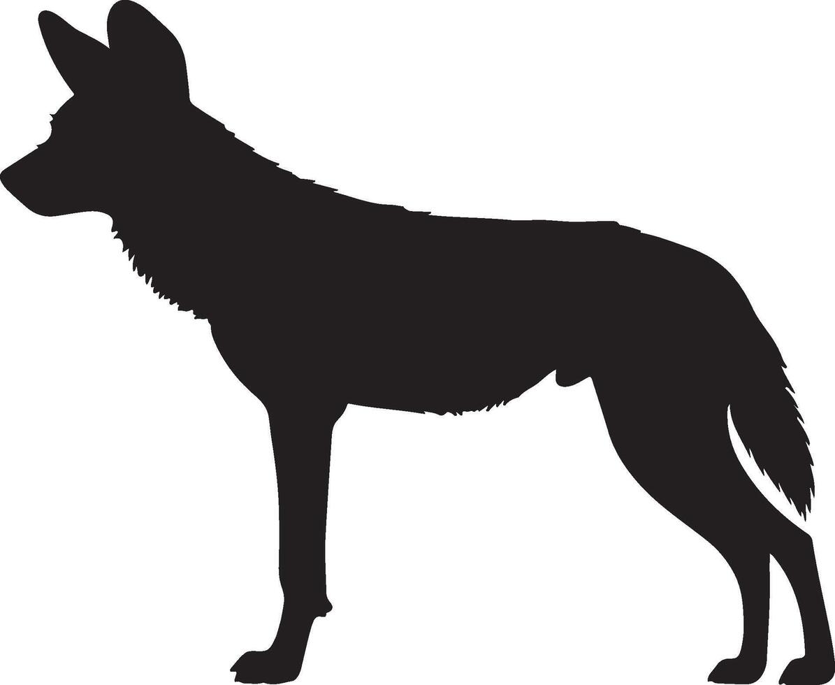 Cape Hunting Dog solid black silhouette vector