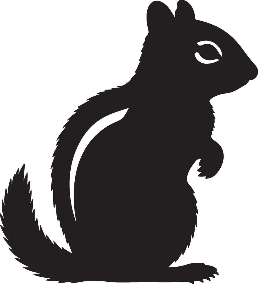 Chipmunk solid black silhouette vector