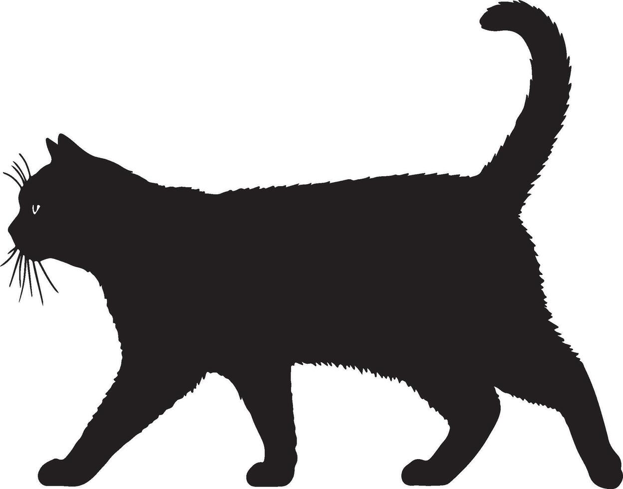 Chartreux Cat solid black silhouette vector