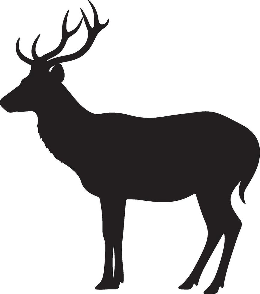 Chital solid black silhouette vector