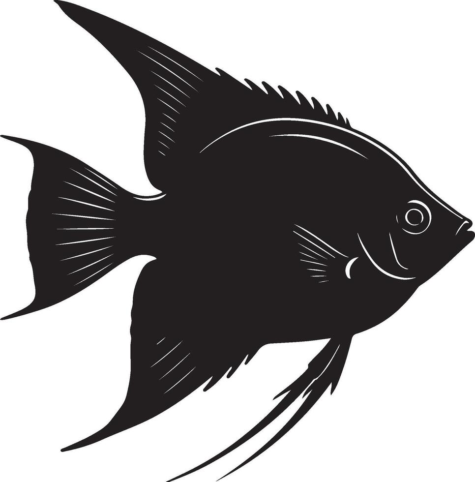Angelfish solid black silhouet vector