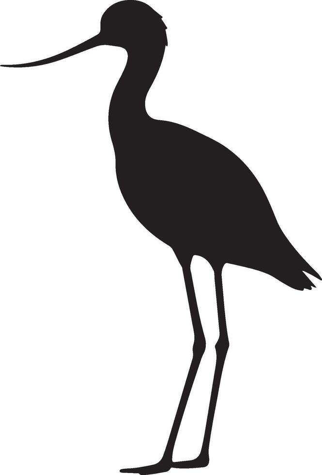 American Avocet solid black silhouette vector