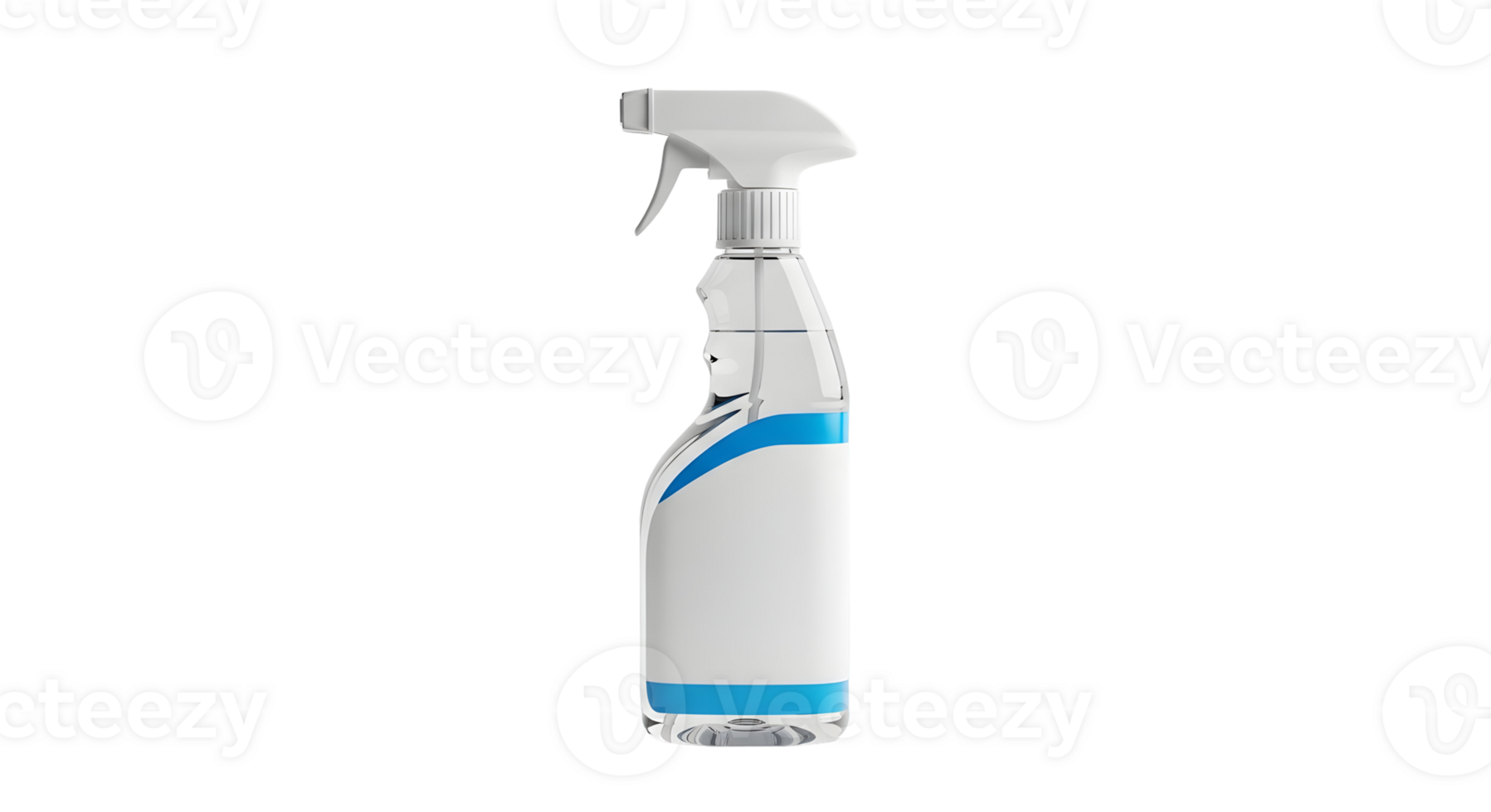 Isolated white spray bottle with blue accents against a transparent background in studio shot png