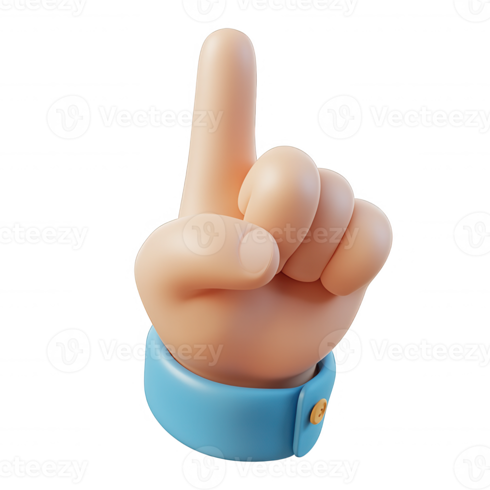 raised cartoon hand icon pointing upward with 3d index finger, isolated on transparent background, signaling communication and highlighting key information png