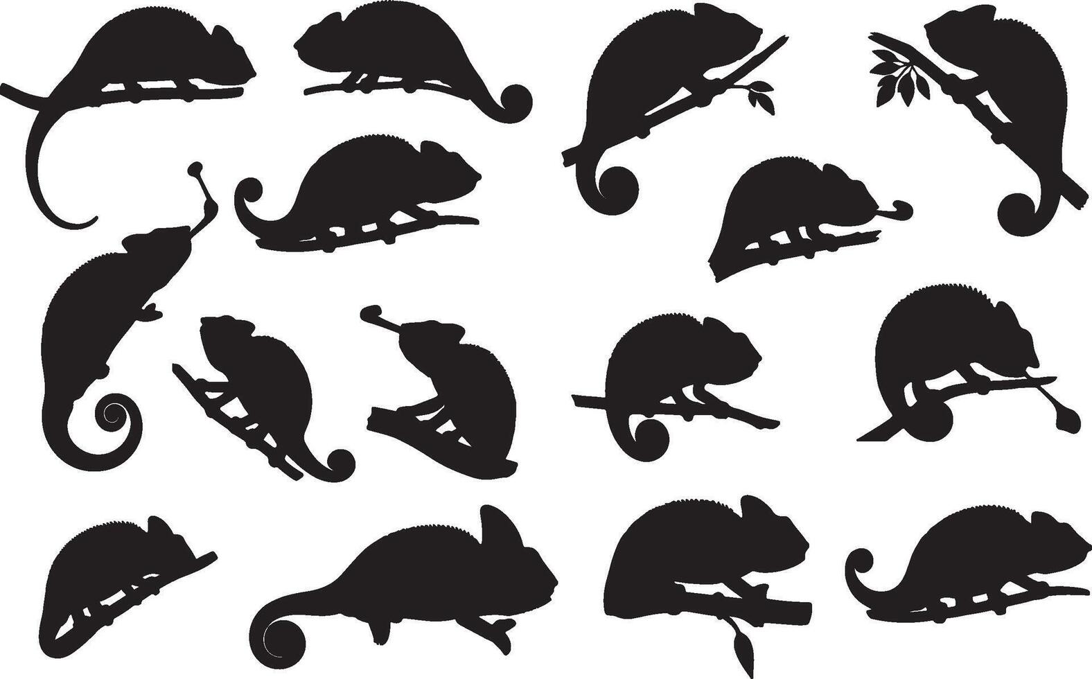 Chameleon Solid Black Silhouette Collection vector