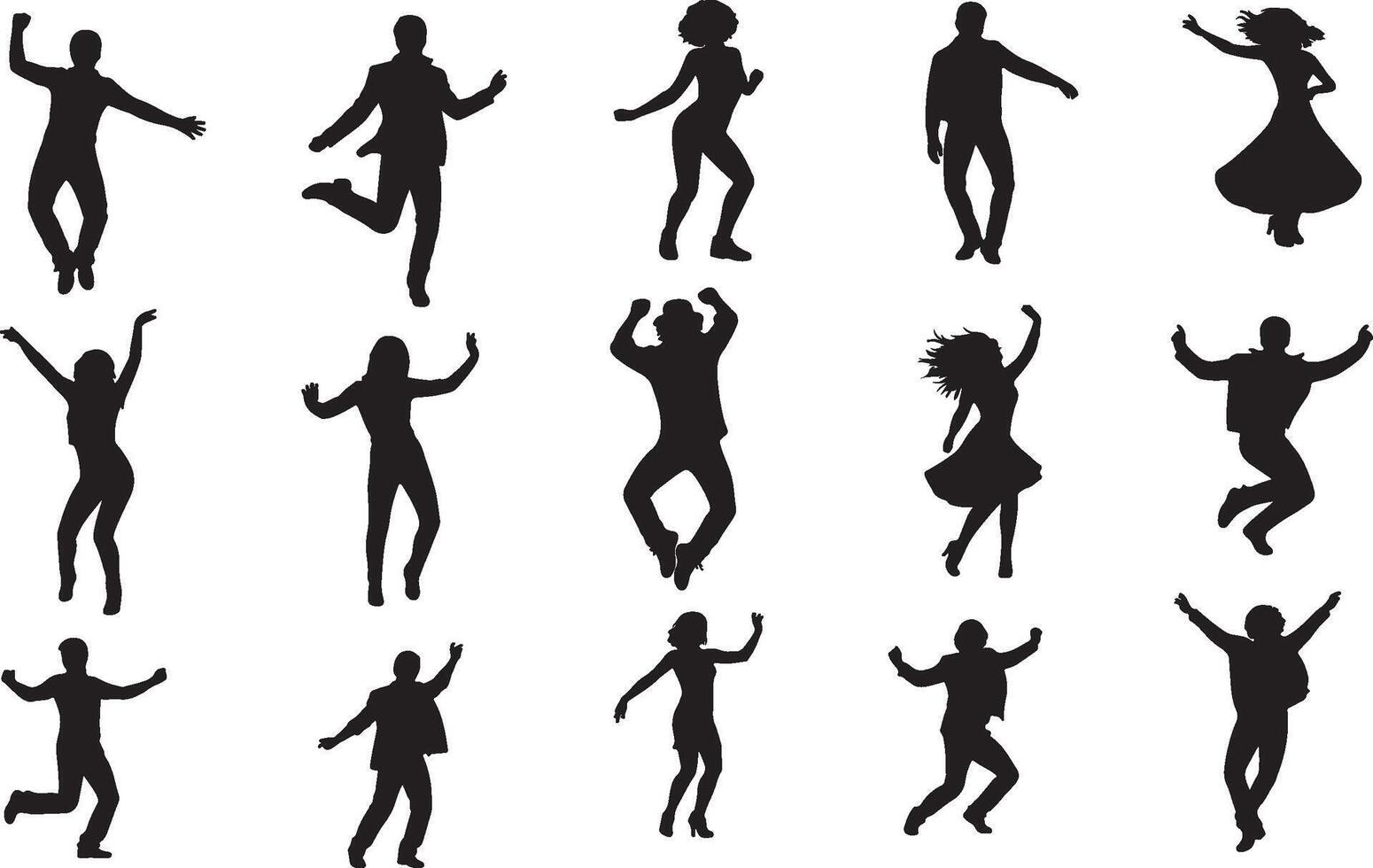 Party Dancing Silhouette on White Background collection vector
