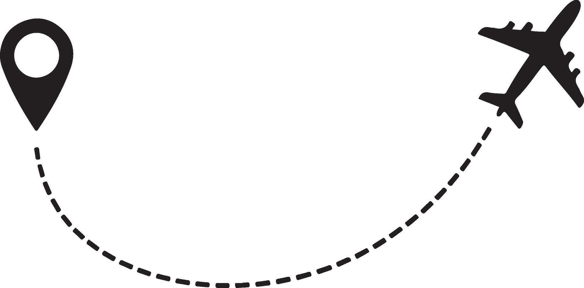 Airplane Route Solid Black Silhouette vector