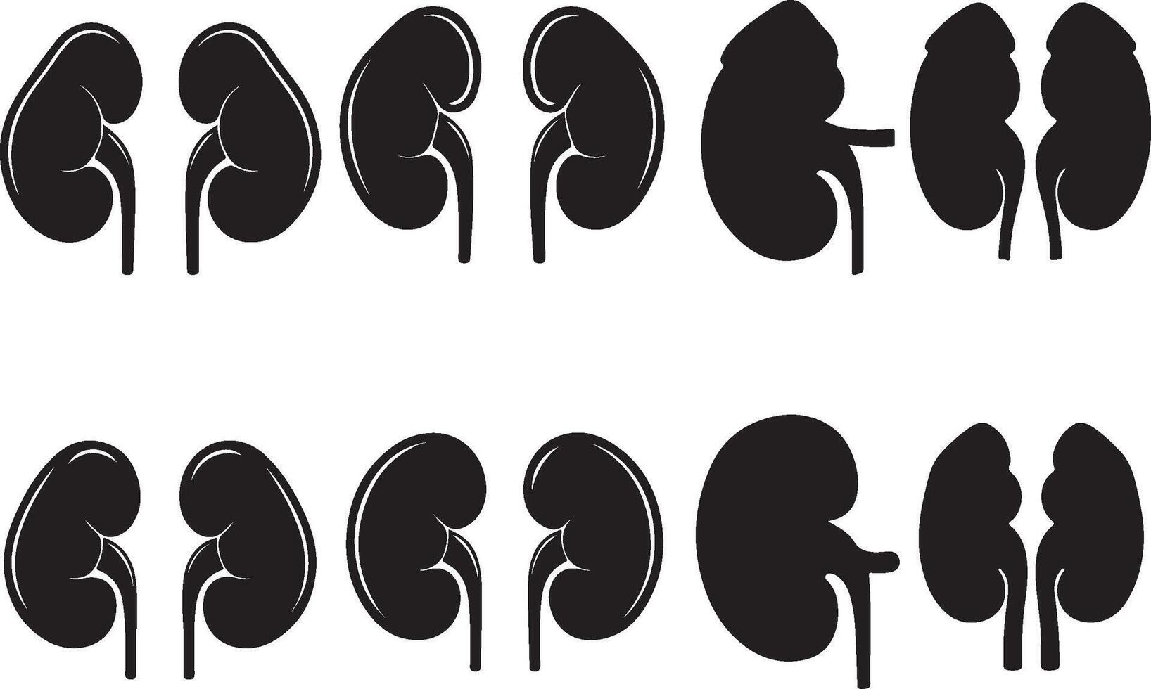 Kidney Silhouettes Collection vector