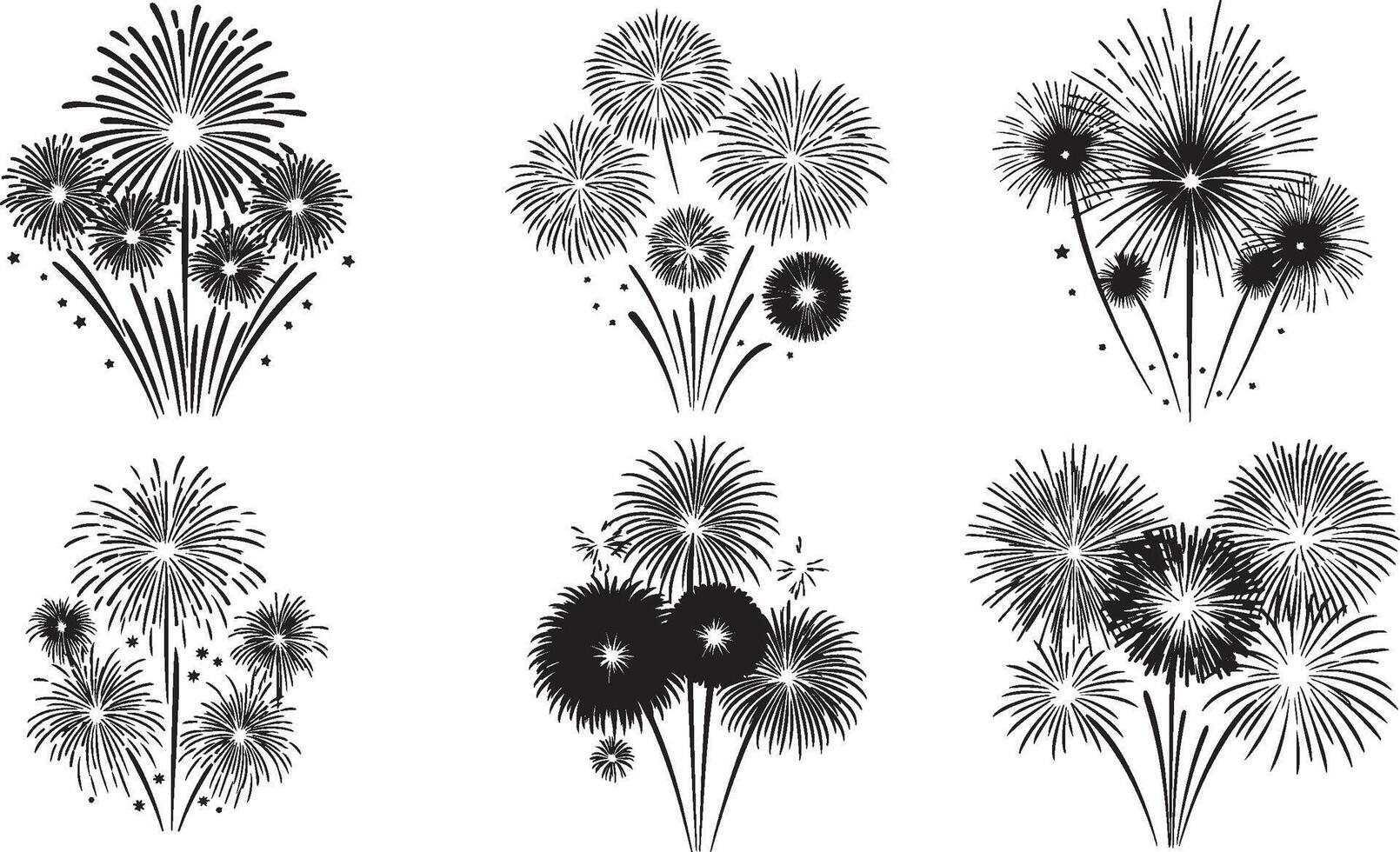Fireworks Solid Black Silhouette Collection vector