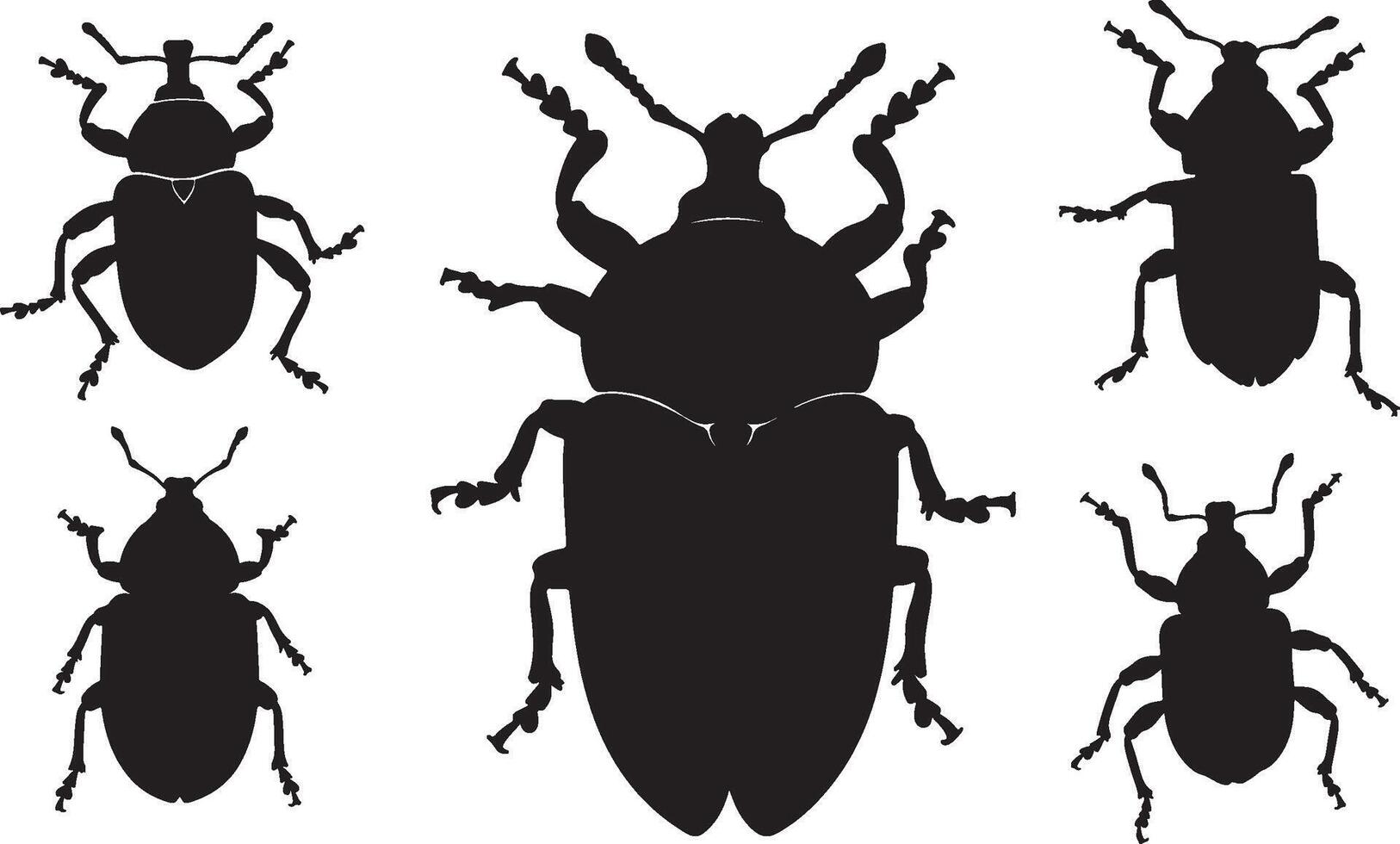 Boll Weevil Solid Black Silhouette Collection vector