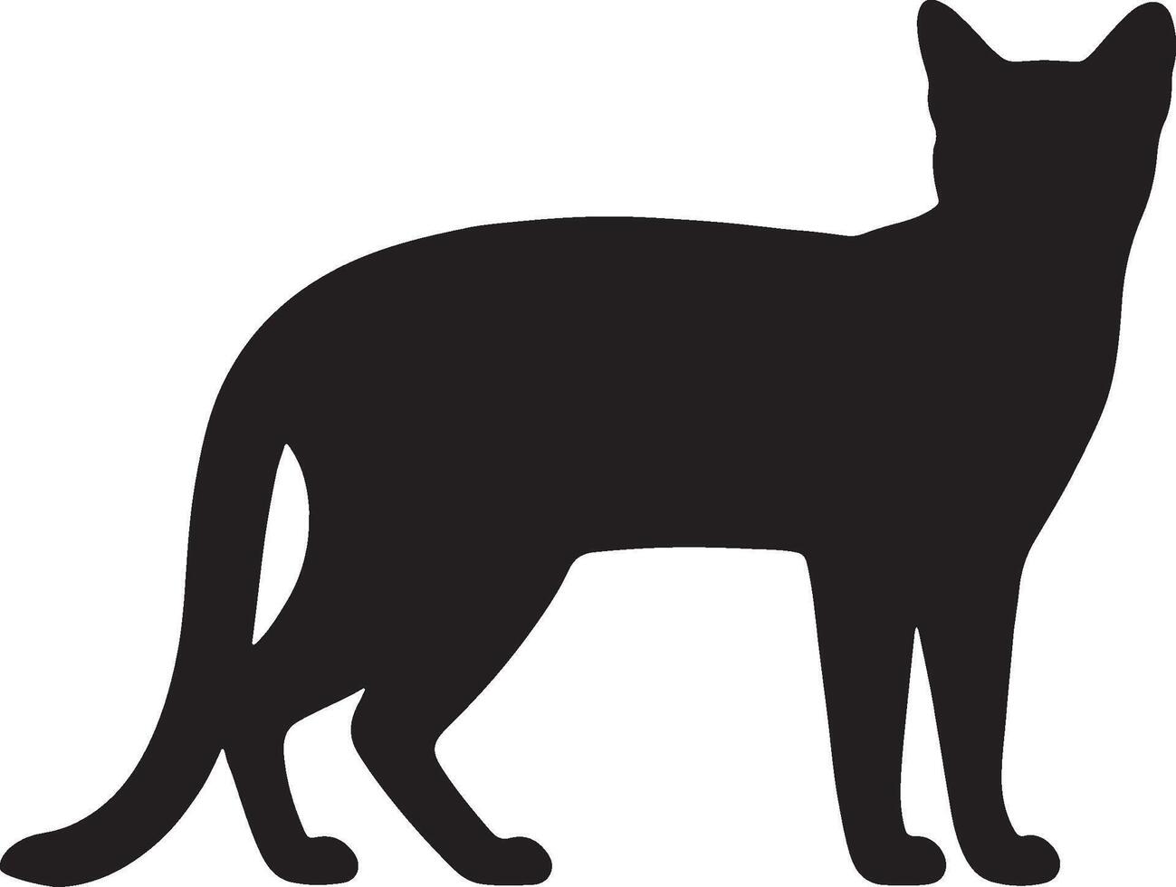 Marbled Cat solid black silhouette vector