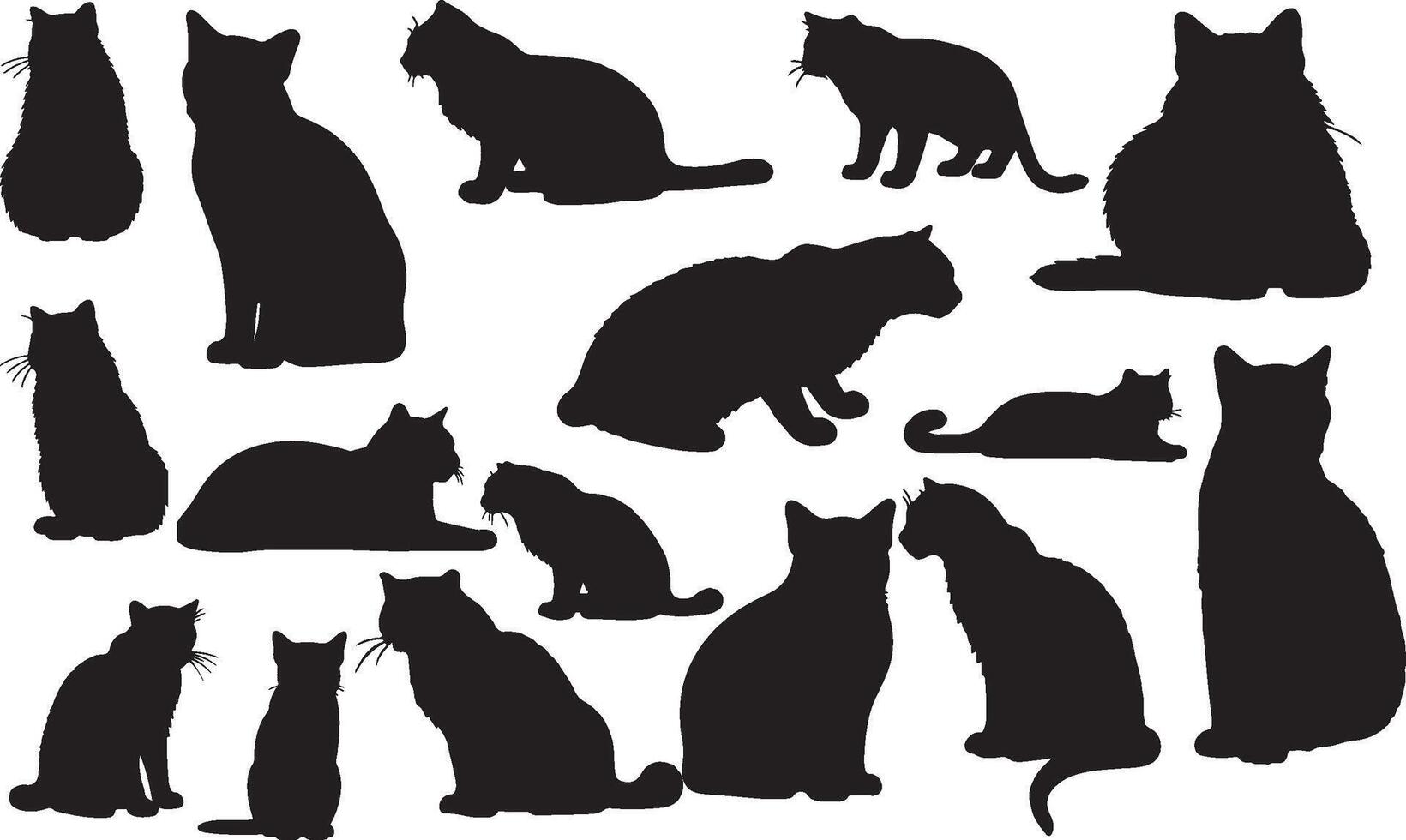 Pampas Cat Silhouettes collection vector