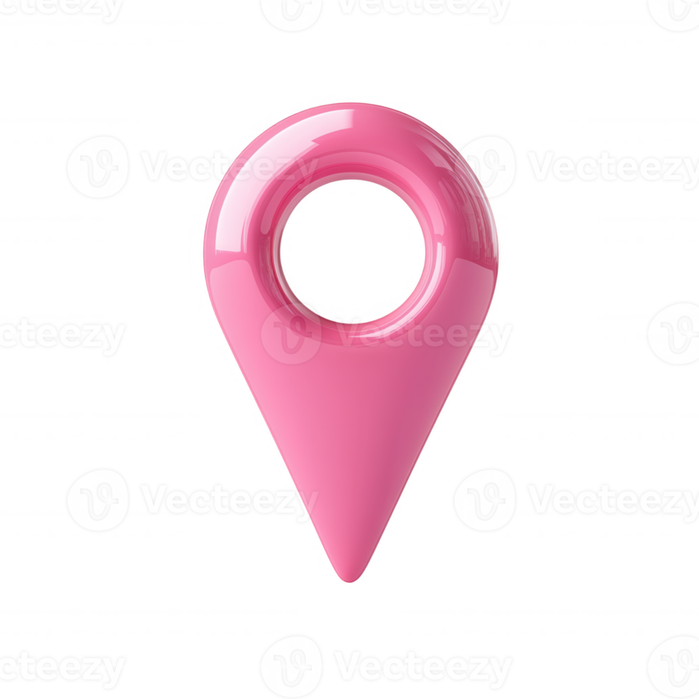 indicating icon glossy orange location pin icon with transparent center 3d position on background. Isolated transparent png