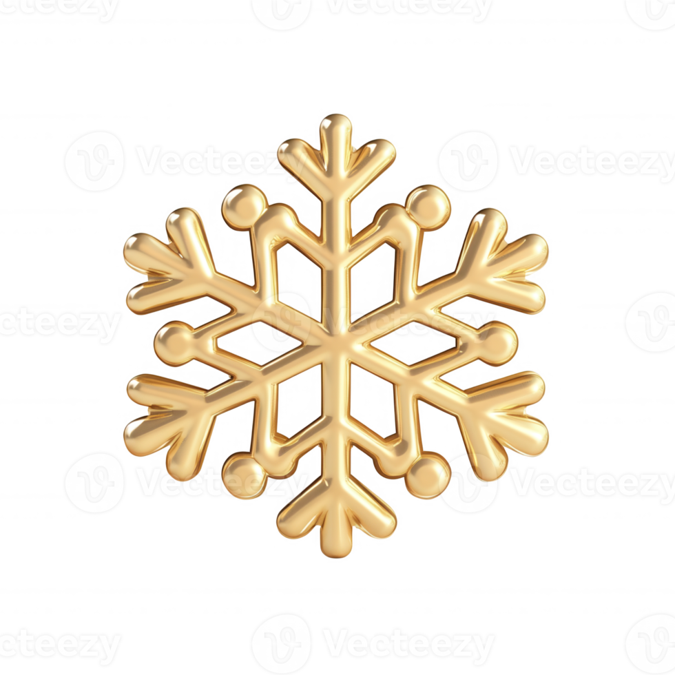3d icon Glittering golden christmas snowflake sparkling against transparent design surface, highlighting festive winter background details png