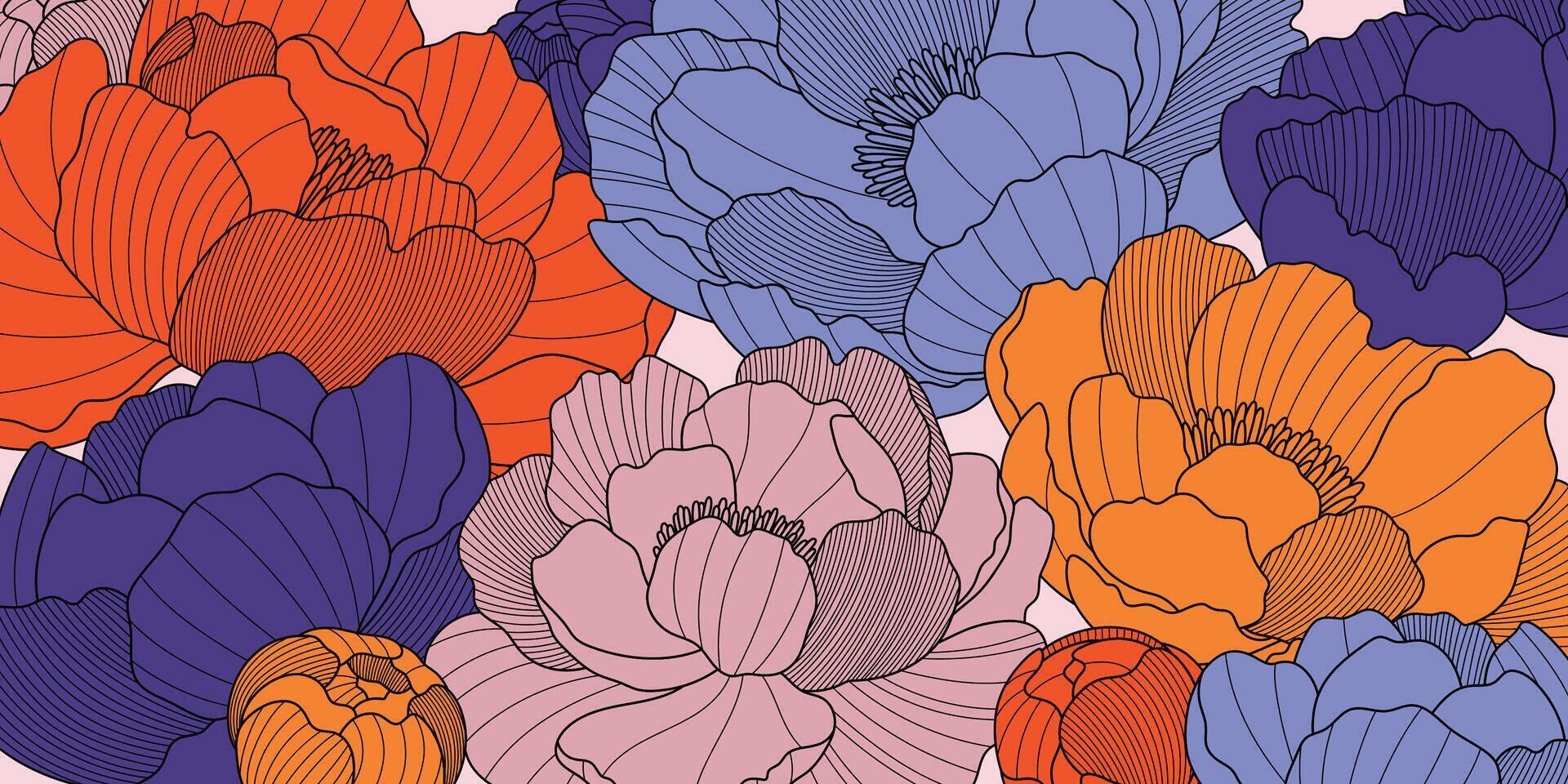 Colorful floral design with abstract lines vector