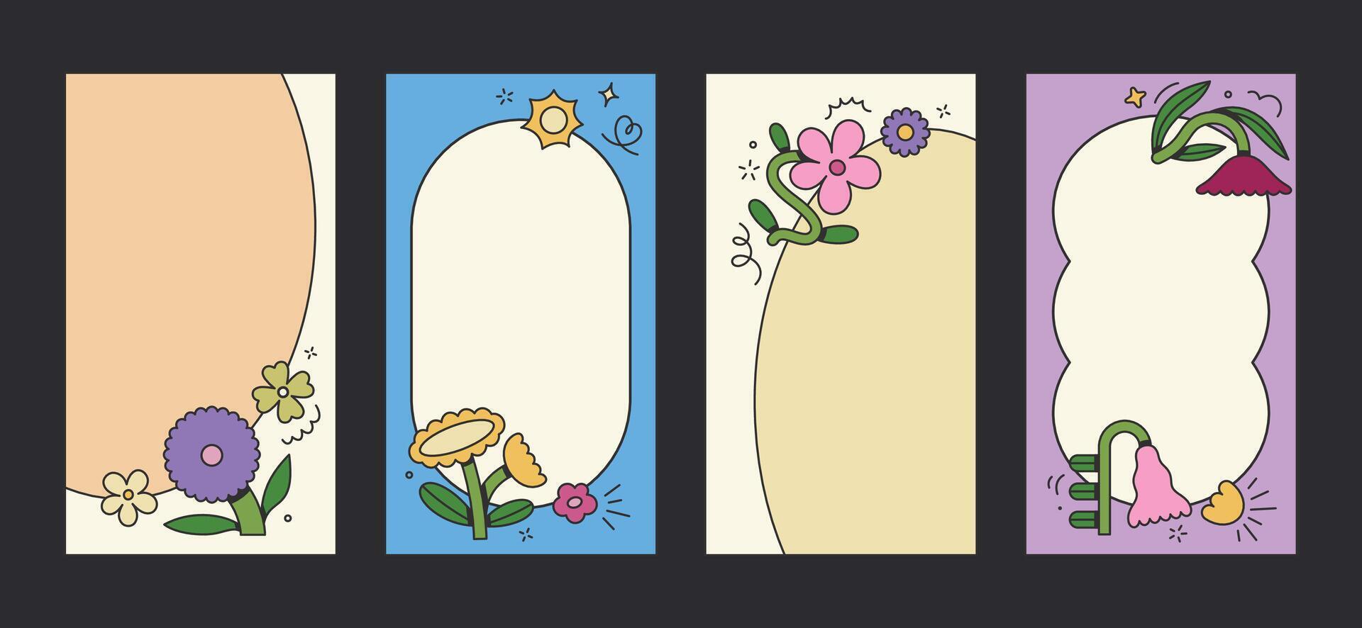 Colorful flower border designs for creativity vector