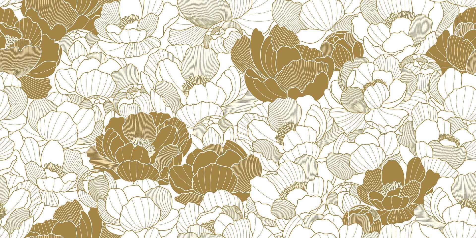 Floral pattern with gold and white flowers vector