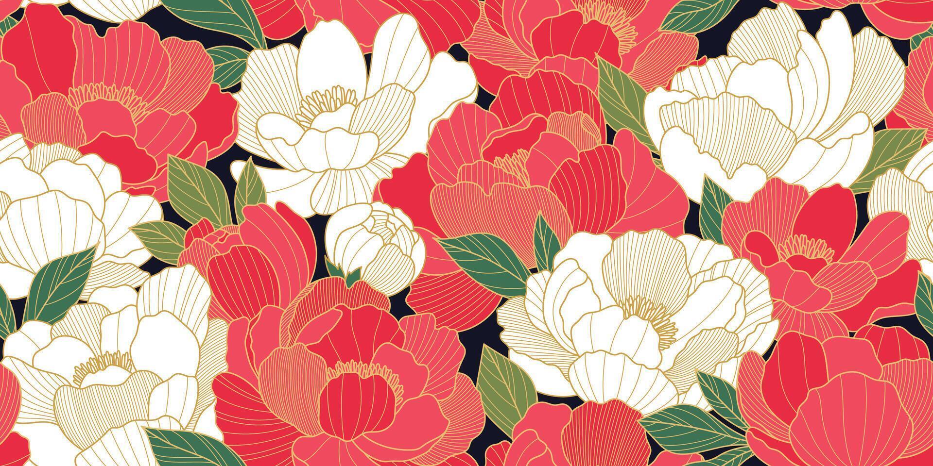 Red and white floral design pattern vector