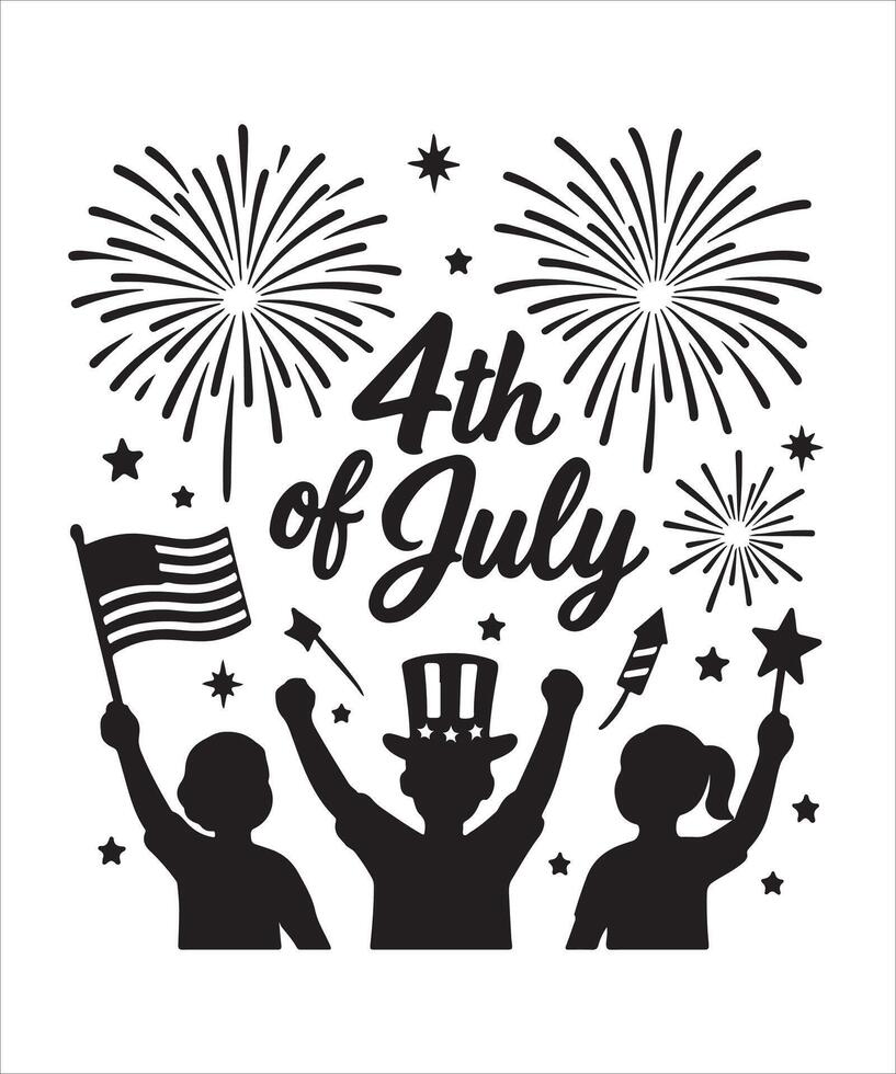 4th of July Celebration Silhouette vector
