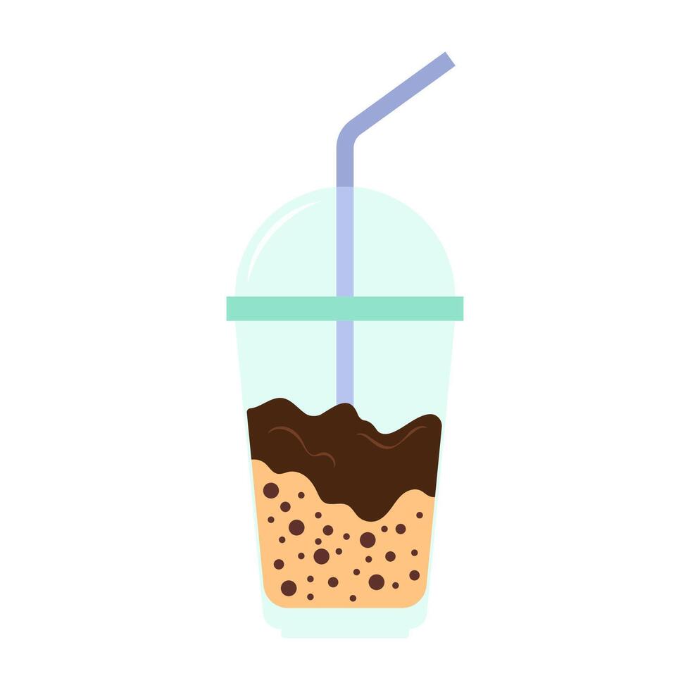 Assorted juice and bubble tea bottles with fruits and straws. Summer cool drink. vector