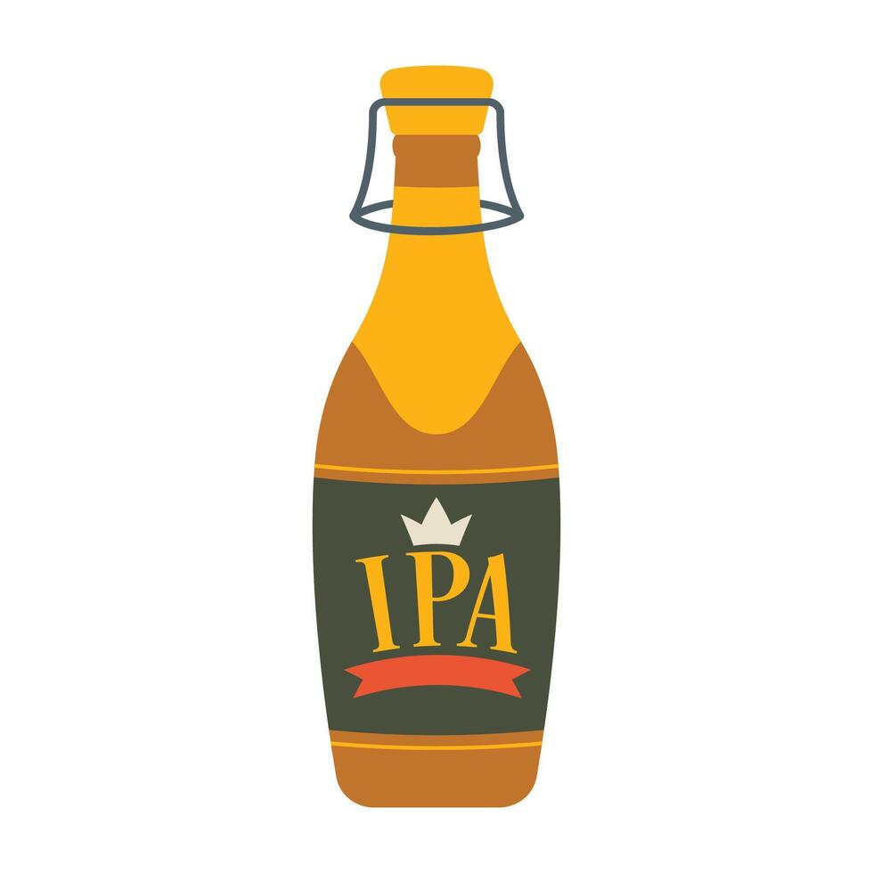 Beer bottles with different labels and styles. Cool and cold summer drinks. vector