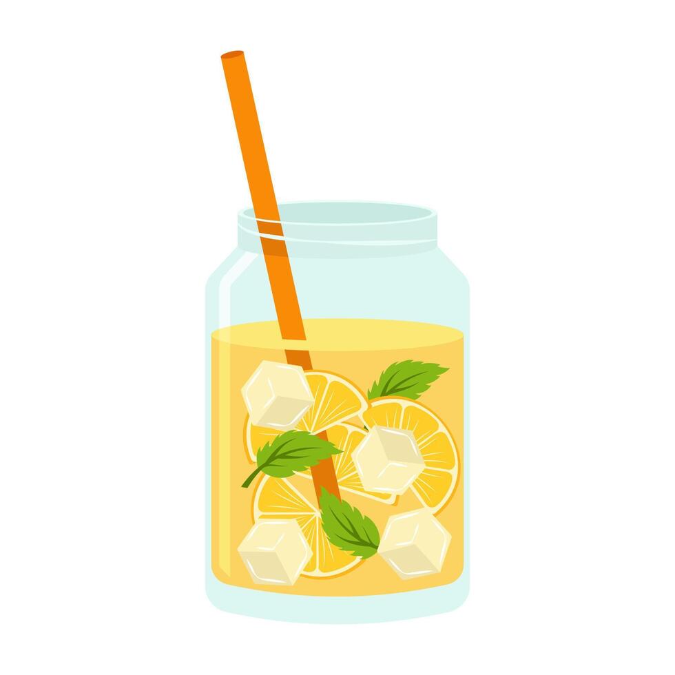 Assorted juice and bubble tea bottles with fruits and straws. Summer cool drink vector