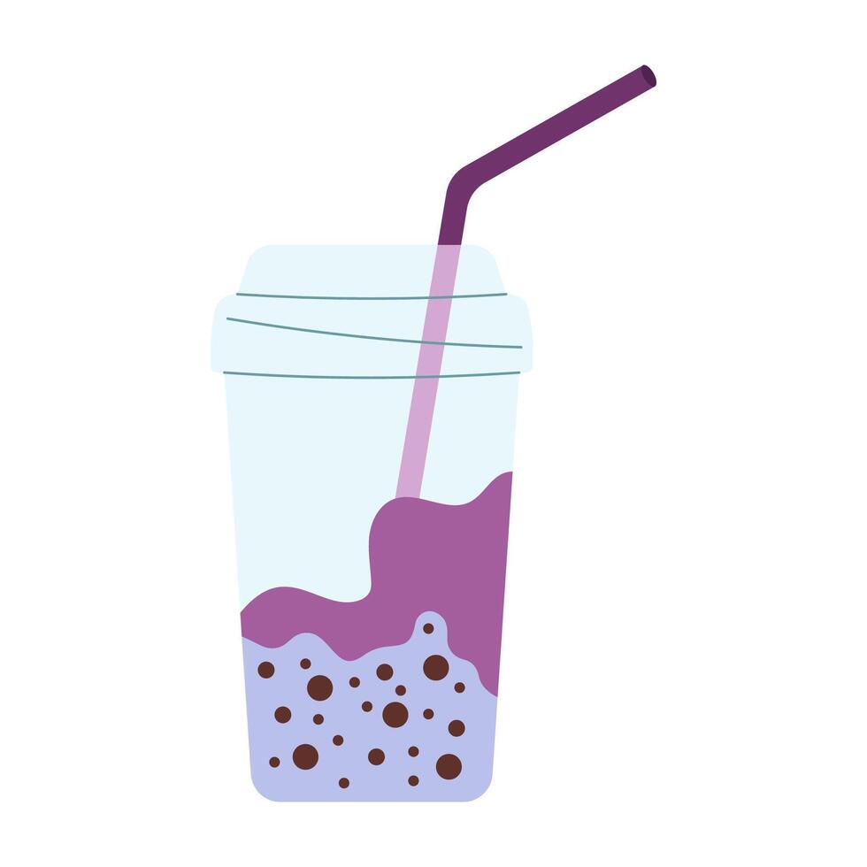 Juice and bubble tea drinks in glass, bottle, can, and carton packaging. Summer cold drinks. vector