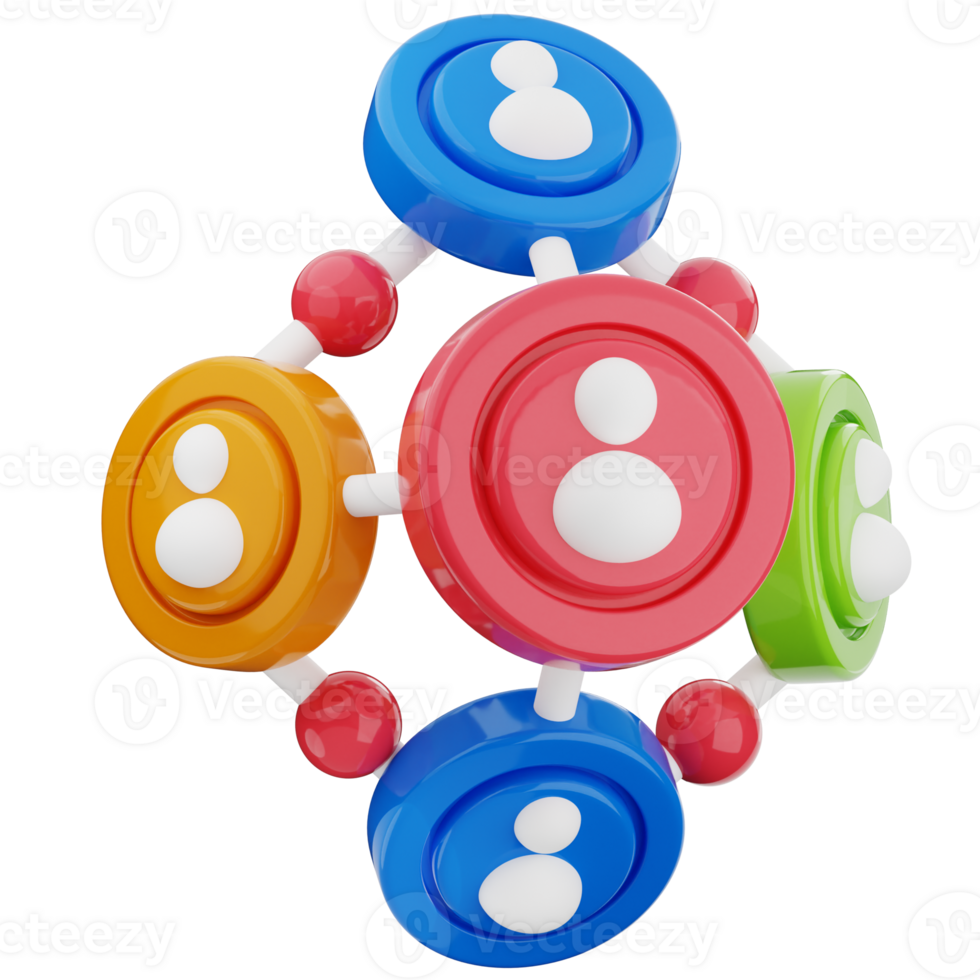 Team management, business networking 3d illustration. teamwork icon isolated. png