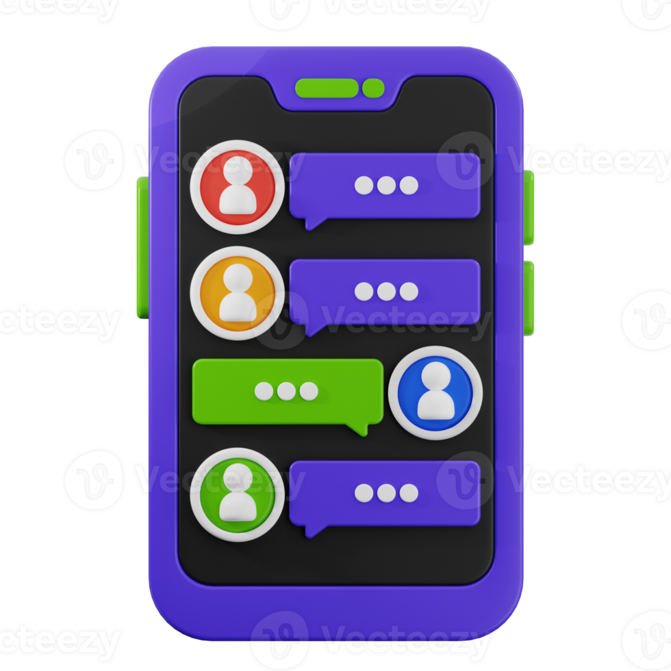 A purple phone with a chat bubble on it png