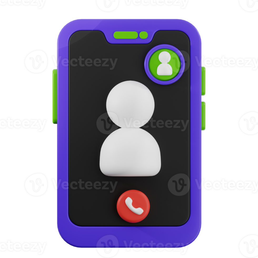 A phone with a person on the screen and a call button png