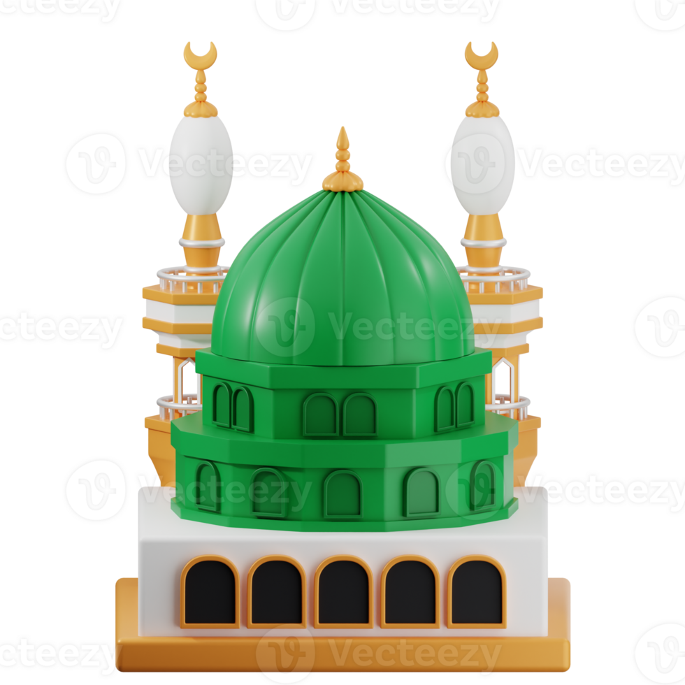 Islamic architecture green dome model png