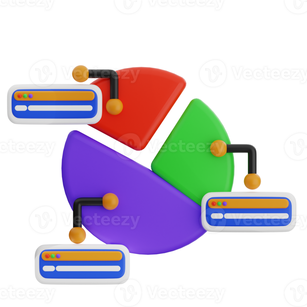 Pie chart 3d illustration. business analytics icon. png