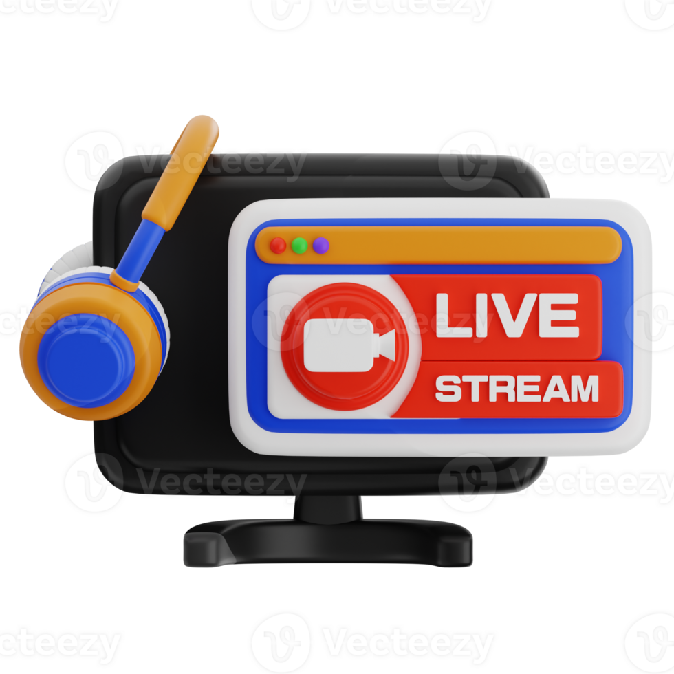 Colorful live stream setup with computer png