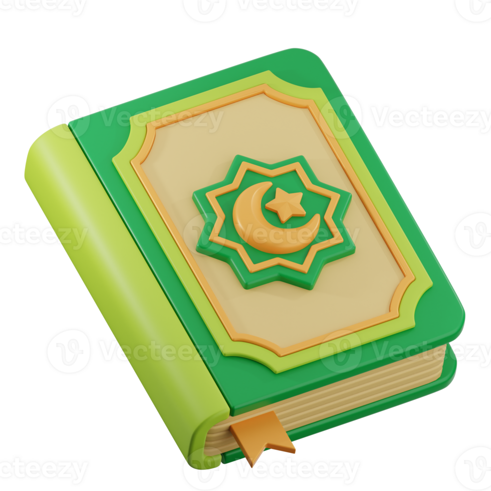 A green book with a crescent and star on it png