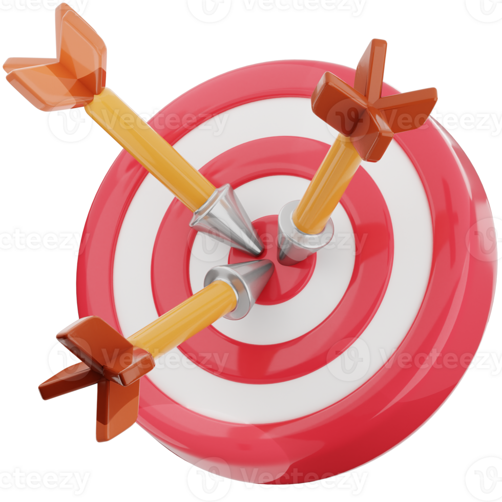 Three arrows in a red target with a target in the center png