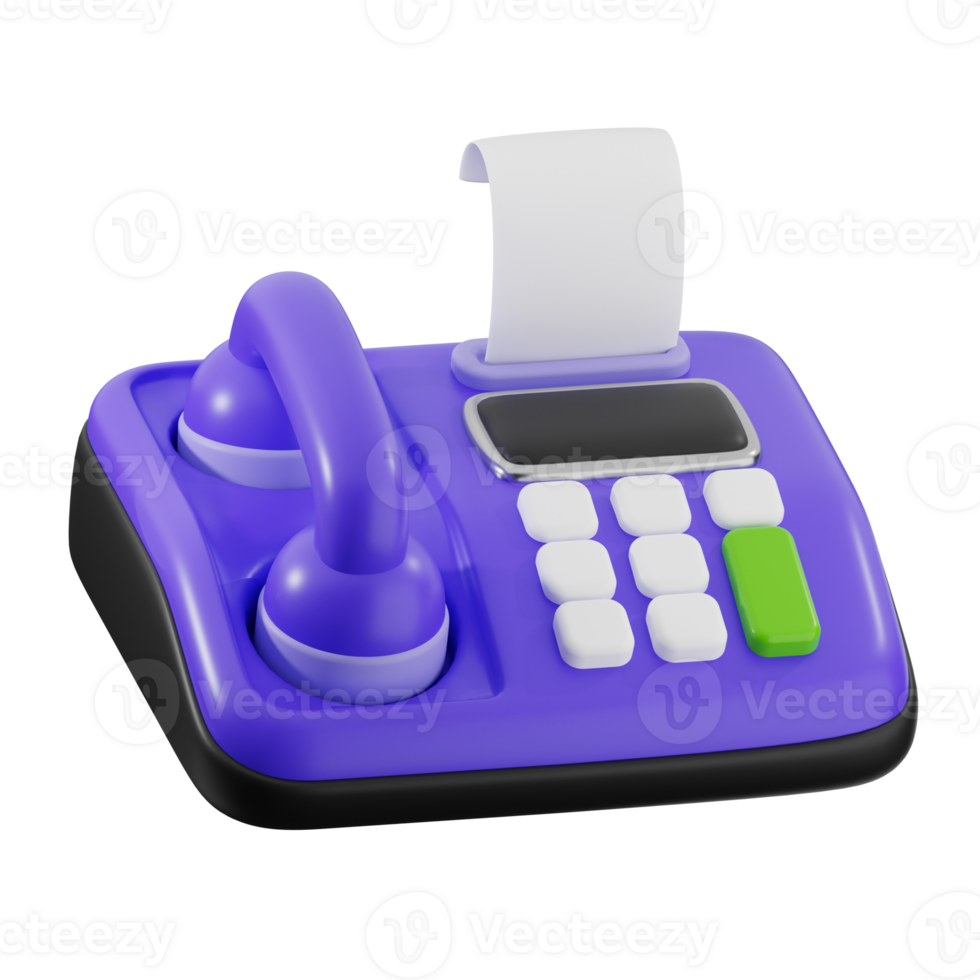 A purple telephone with a paper roll on top png