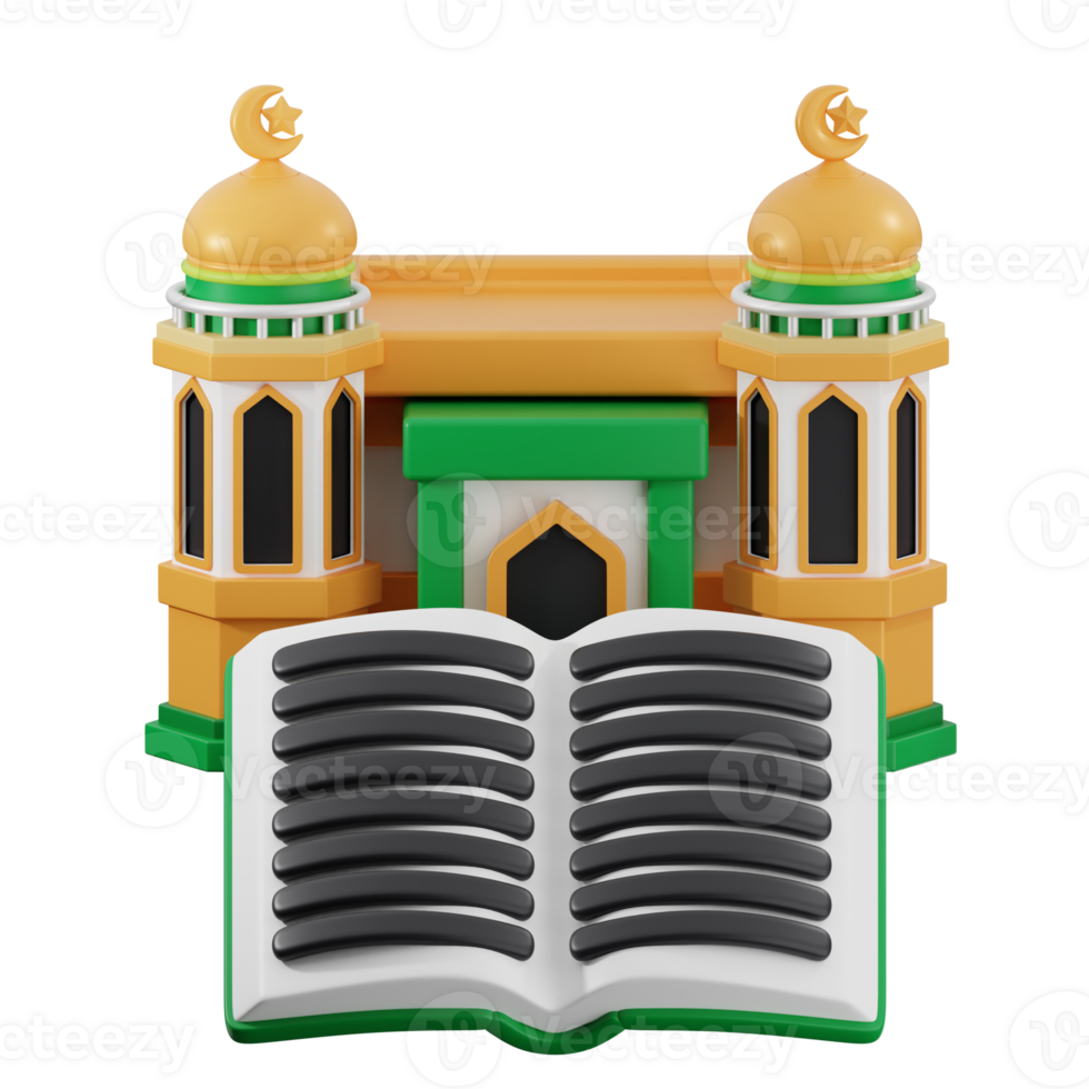 An open book with a mosque in the background png