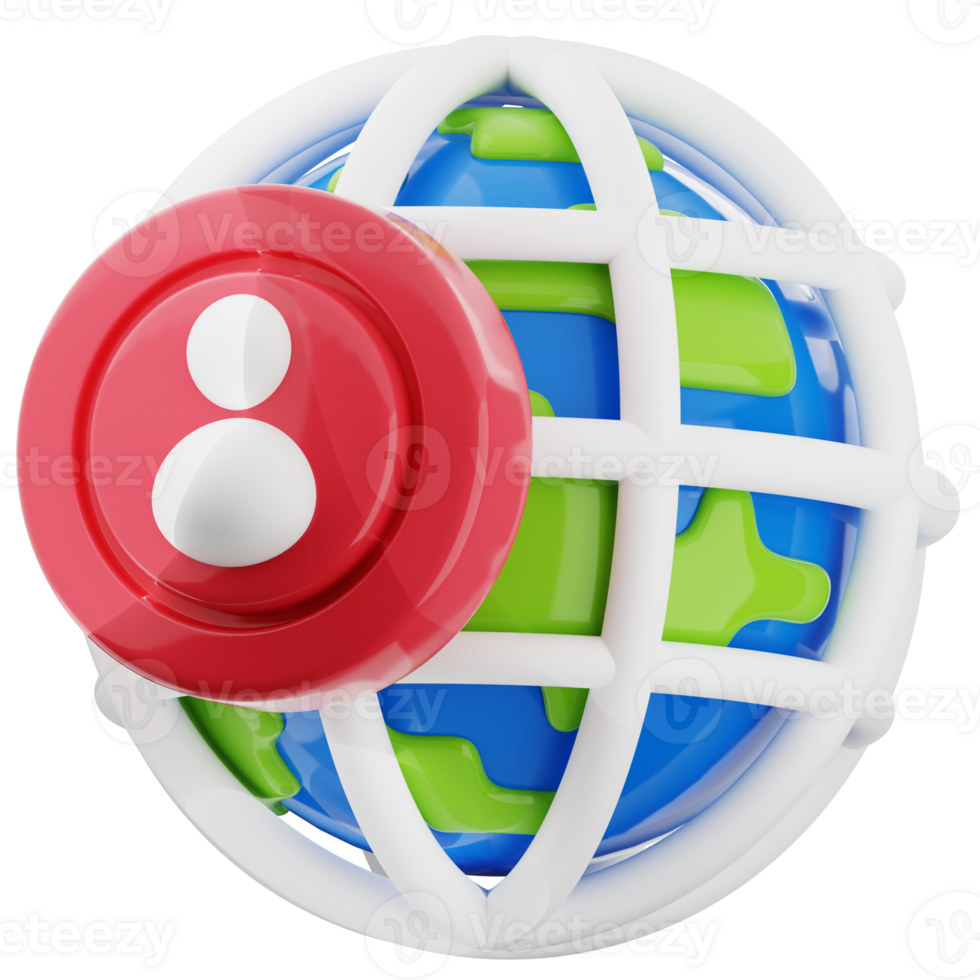 A globe with a red button on it png
