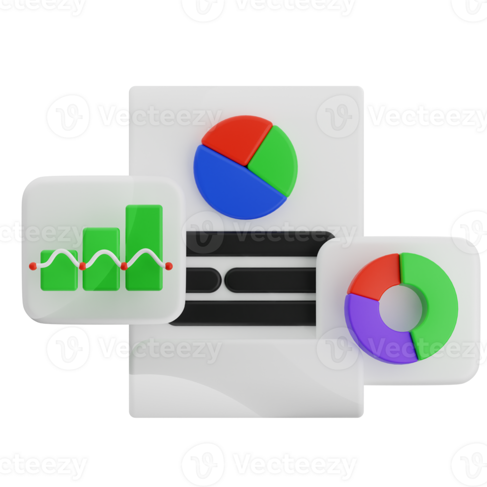 A white tablet with a pie chart and bar graph png
