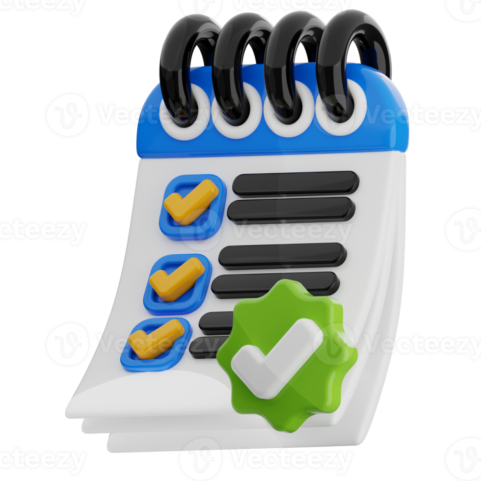 Complete task 3d illustration. daily task list icon. png